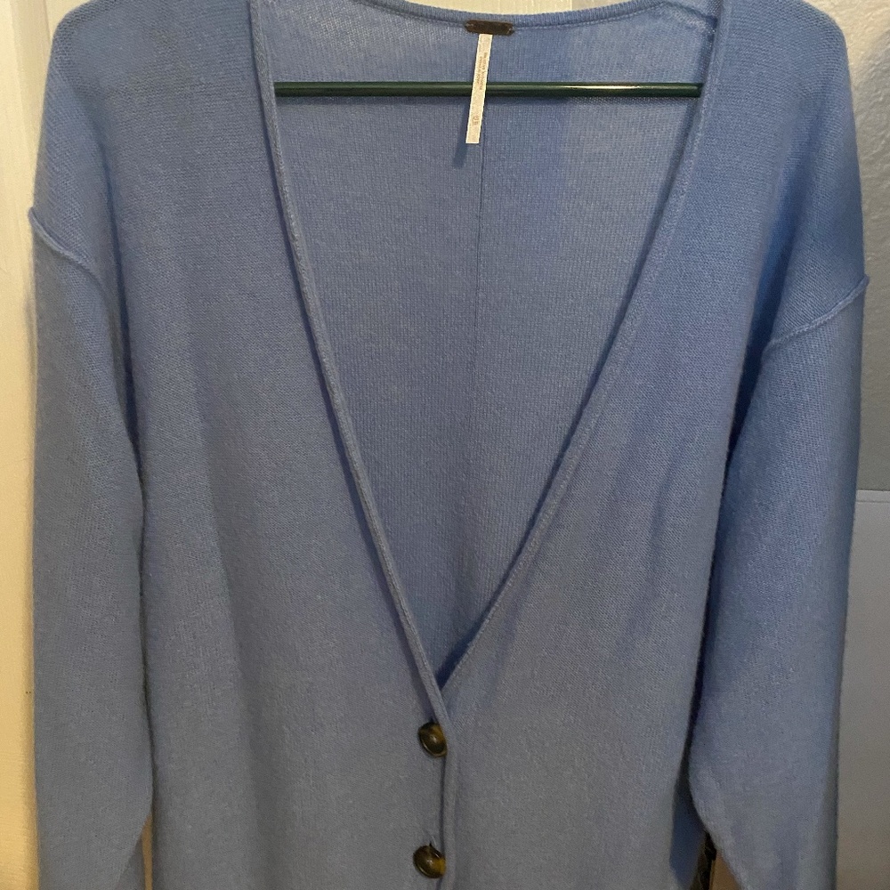 Free People Blue Cashmere Schoolboy Cardigan (XS)